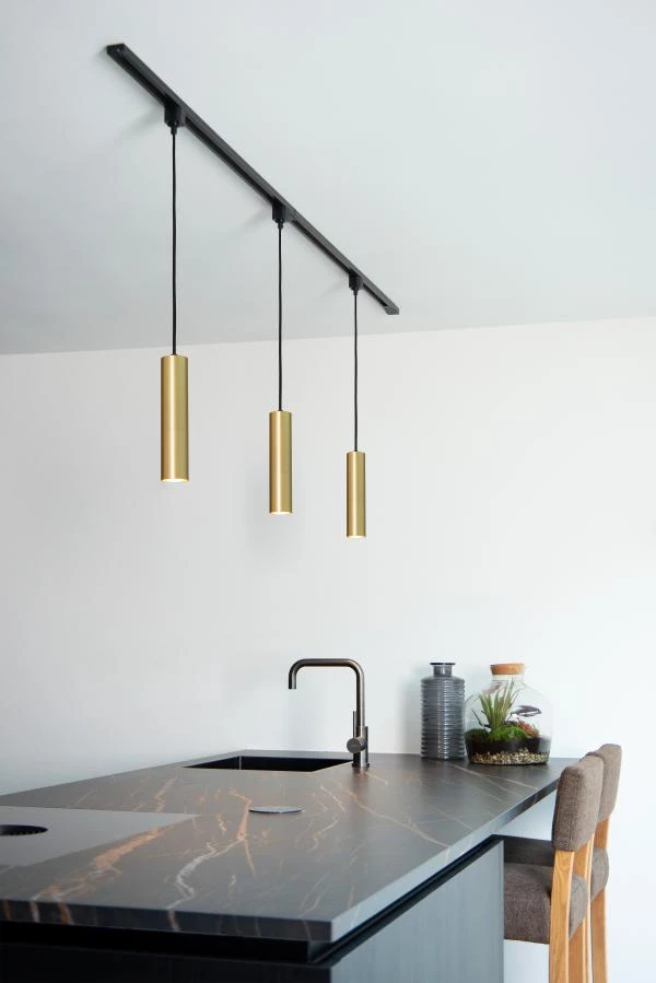 Lucide TRACK FLORIS Pendant Lamp - 1-phase Track lighting / System - 1xGU10 - Matt Gold / Messing (Extension) - ambiance 2